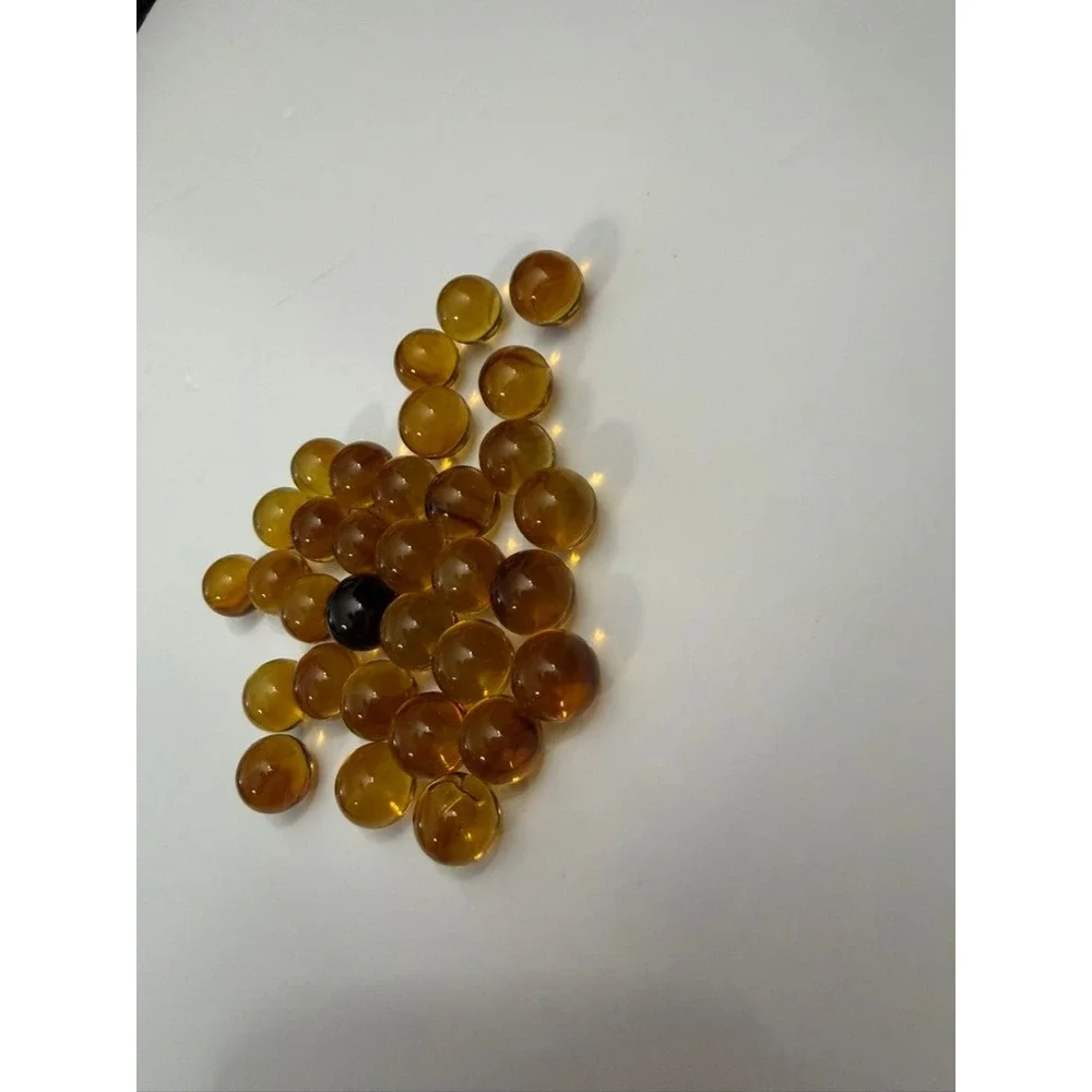 Vintage Amber Glass Marbles Lot 32pc Translucent Brown Black Swirl 0.5 Inch
